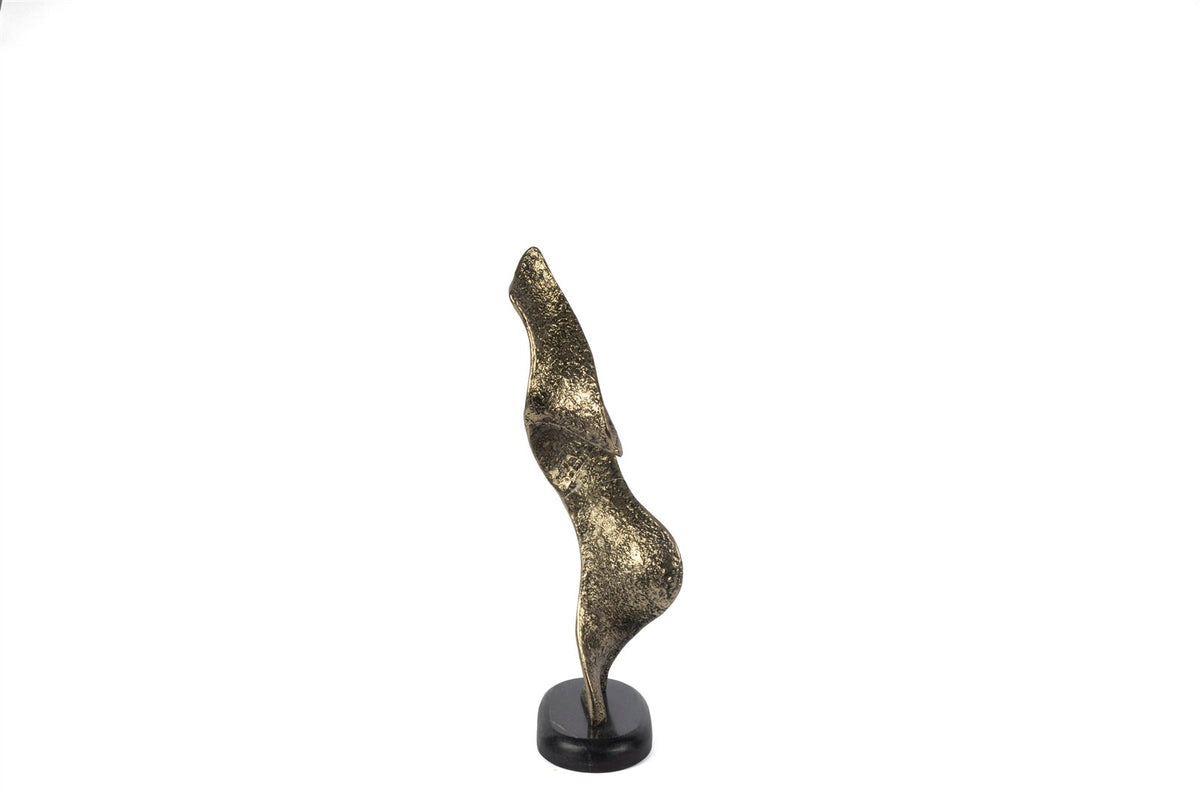 Mikasa Moor Antik Bronz Siyah Granit Dalga Obje 19x46cm