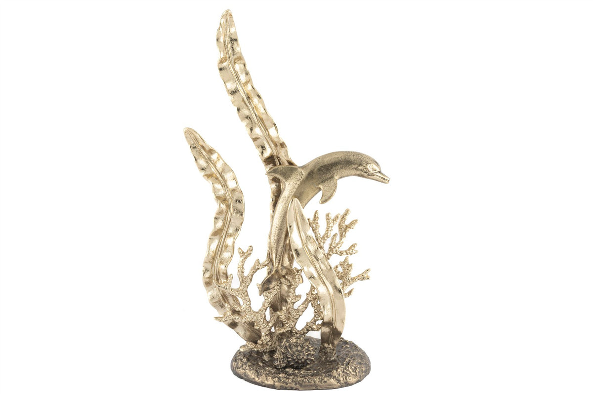 Mikasa Moor Yunuslu Antik Gold Metal Dekoratif Aks 25x13x45cm