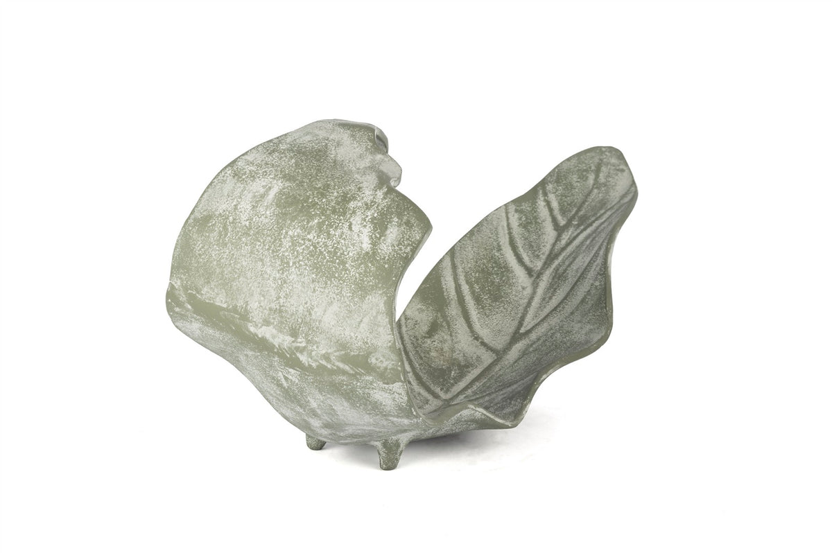 Mikasa Moor Yeşil Eskitme Dekoratif Kavisli Yaprak Tabak 45x23cm