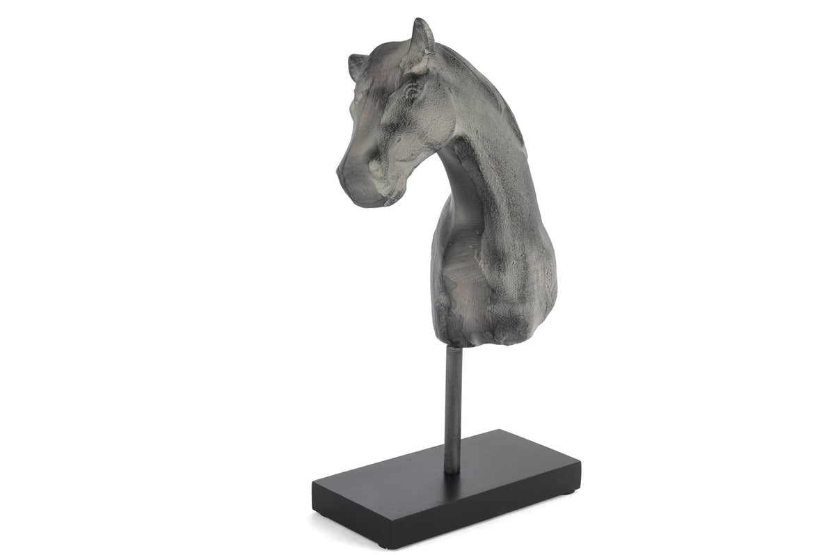 Mikasa Moor Mermer Ayaklı Füme At Kafası Obje 39x23cm