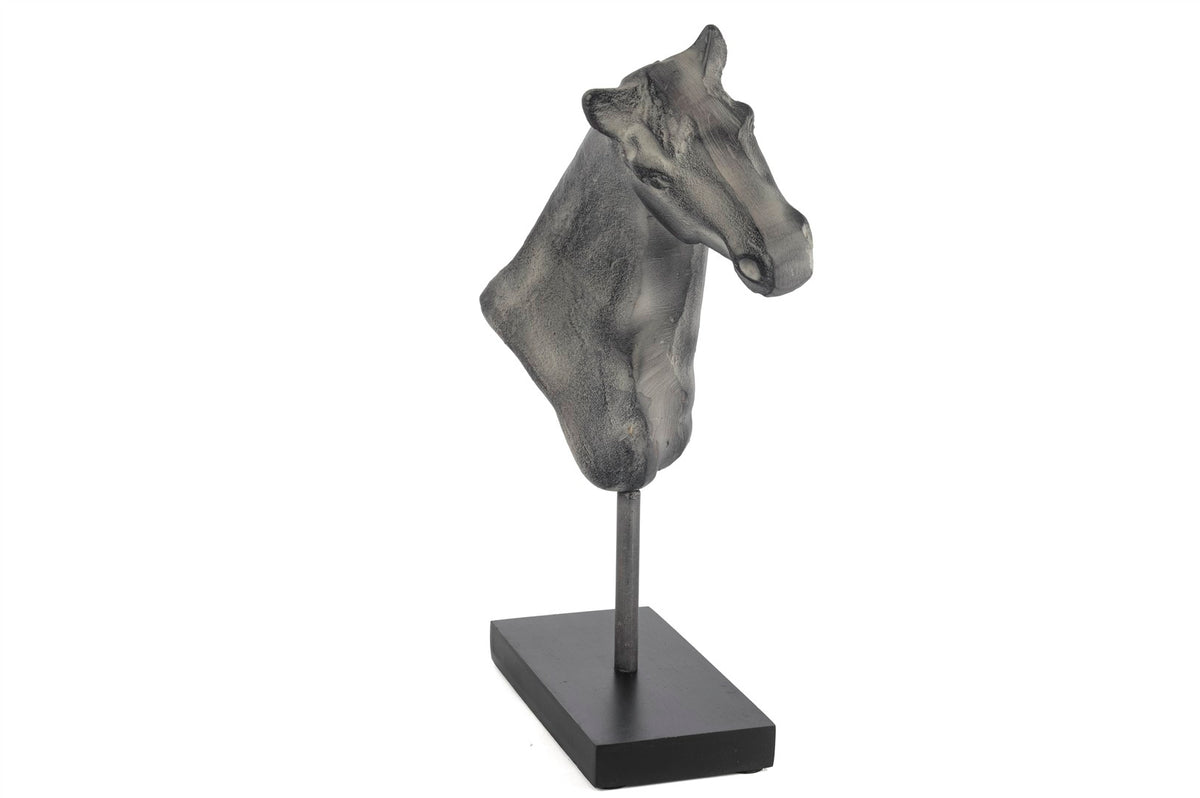 Mikasa Moor Mermer Ayaklı Füme At Kafası Obje 39x23cm