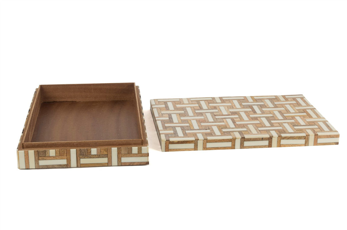 Mikasa Moor Ahşap Beyaz Dekoratif Kutu 31x21x6cm
