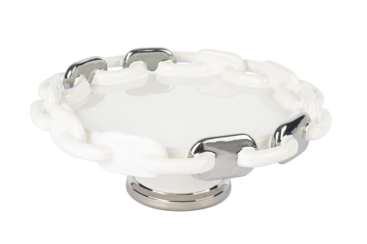 Mikasa Moor Beyaz Silver Zincir Ayaklı Servis 33x13cm