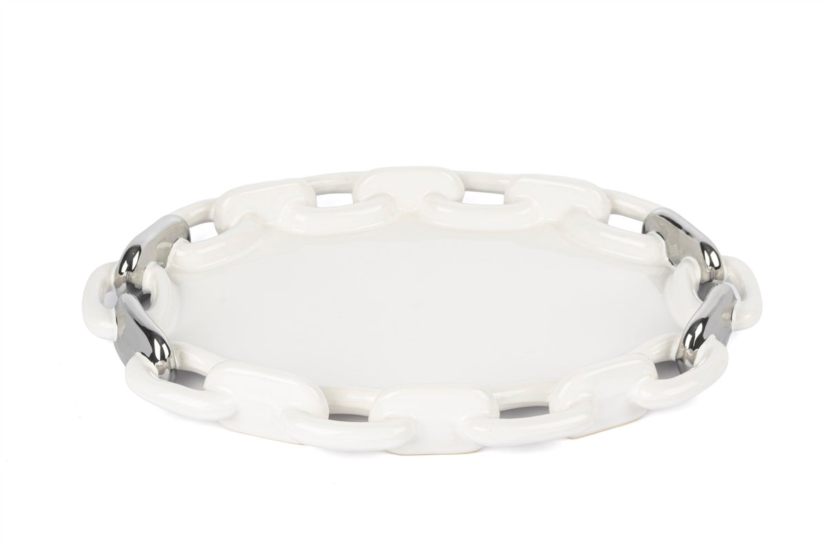 Mikasa Moor Beyaz Silver Oval Zincir Servis 37x27cm
