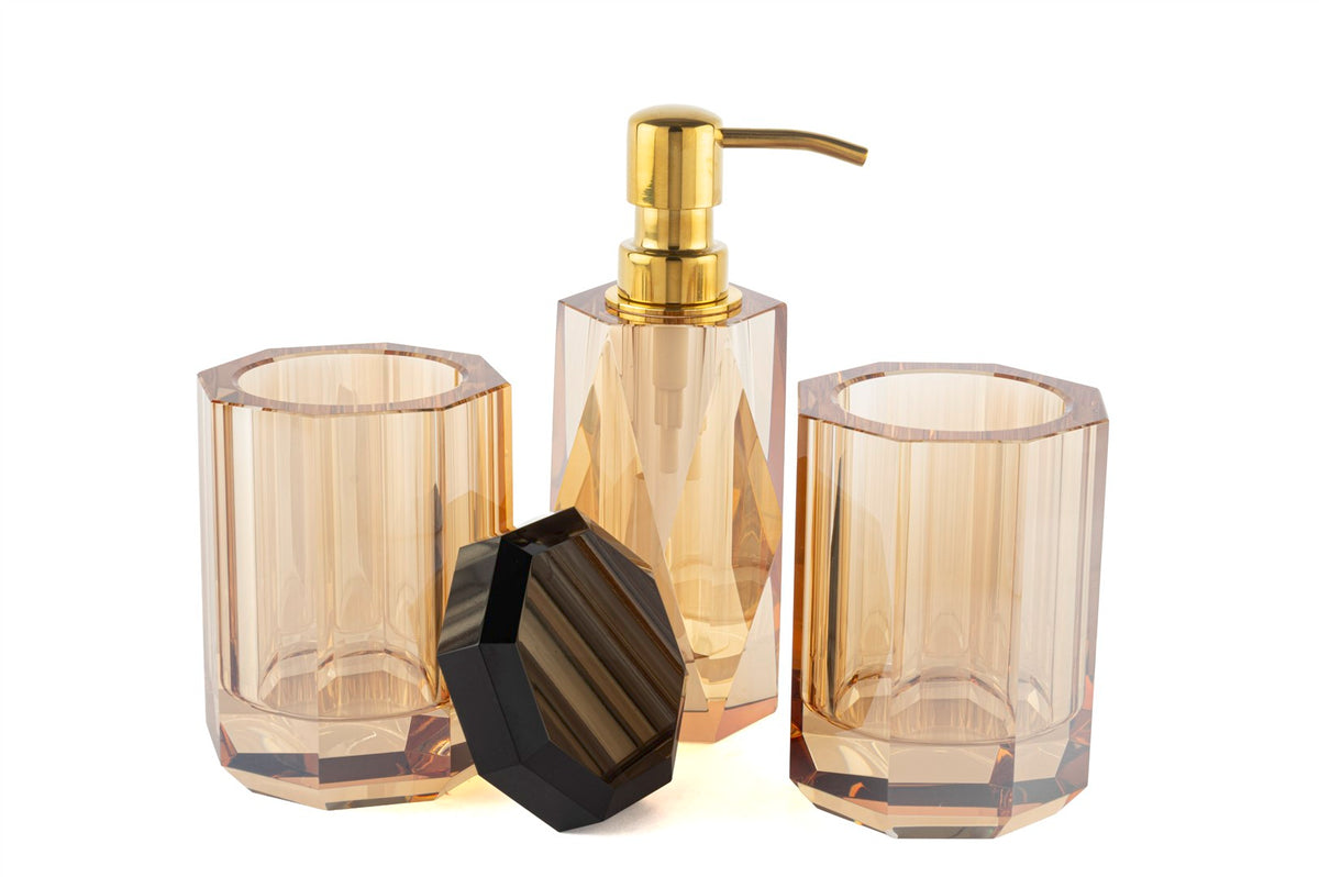 Mikasa Moor Amber Siyah Kapak Kristal Banyo Seti