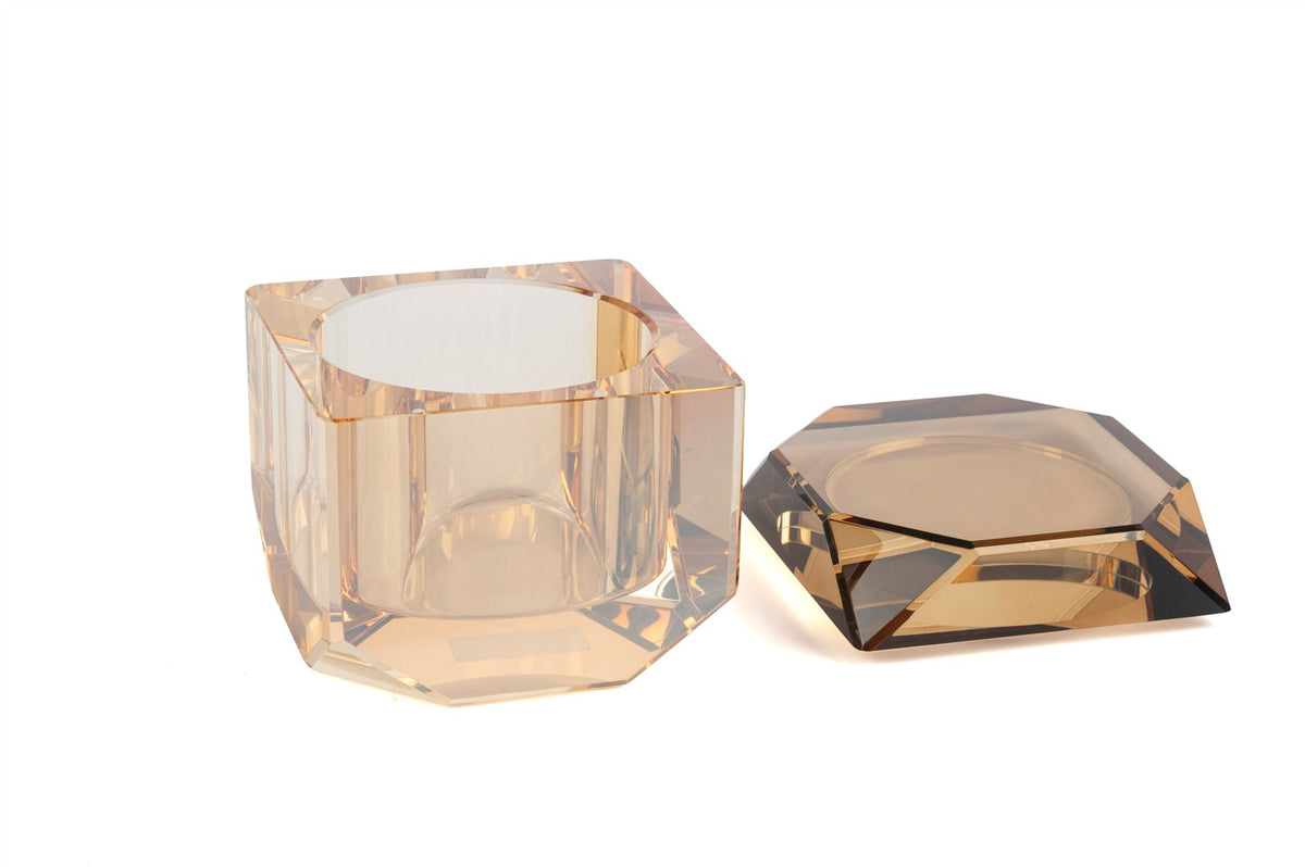Mikasa Moor Şampanya Amber Kapaklı Kristal Kutu 10cm