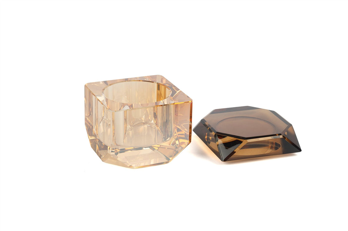 Mikasa Moor Şampanya Amber Kapaklı Kristal Kutu 8cm