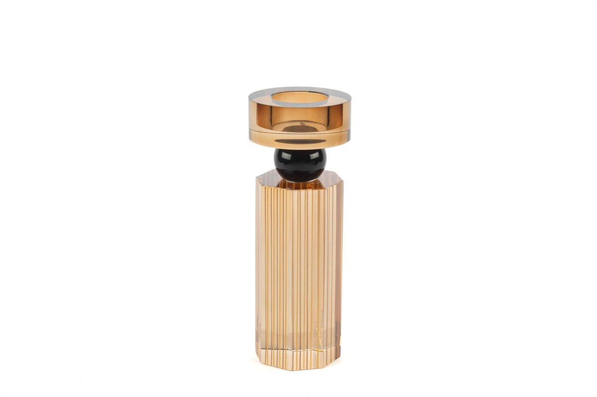 Mikasa Moor Şampanya Amber Çzigili Kristal Şamdan 20x8cm