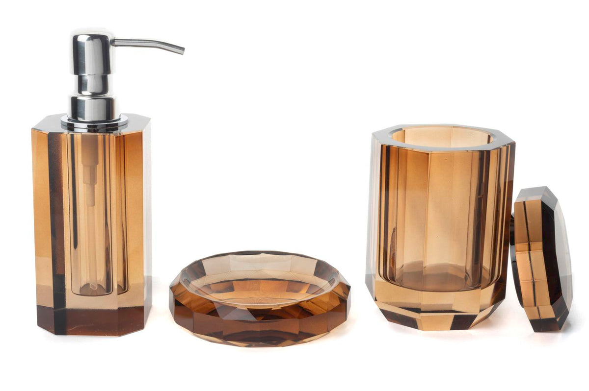 Mikasa Moor Tawny 3lü Cam Banyo Seti 9x9x14cm 7x7x8cm 11x3cm