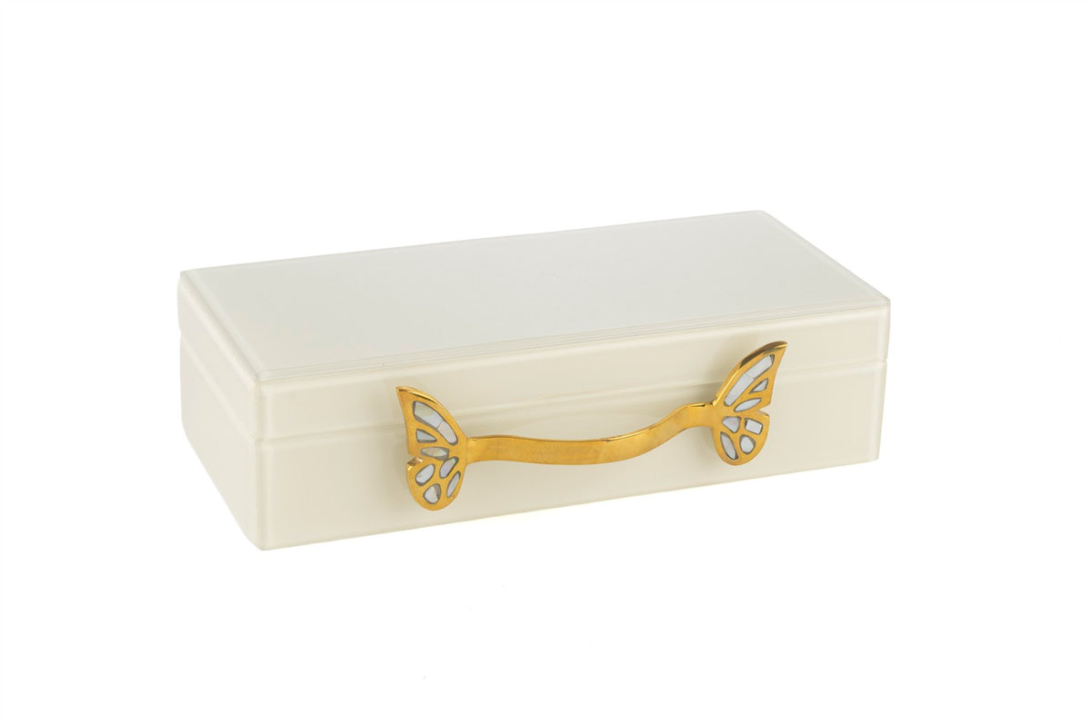 Mikasa Moor Krem Gold Kelebek Kulplu Kutu 17x30x8cm