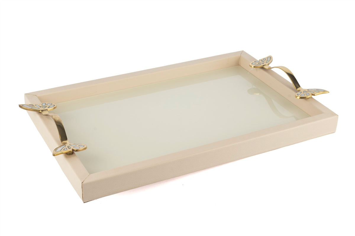 Mikasa Moor Krem Gold Kelebekli Tepsi 50x30x5cm