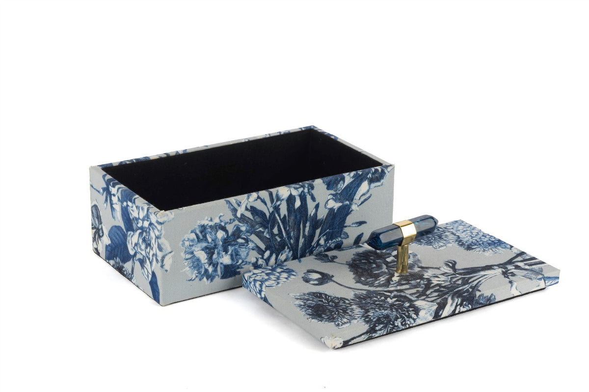 Mikasa Moor Lacivert Çiçek Kumaşlı Doğal Taş Kutu 23x10x13cm