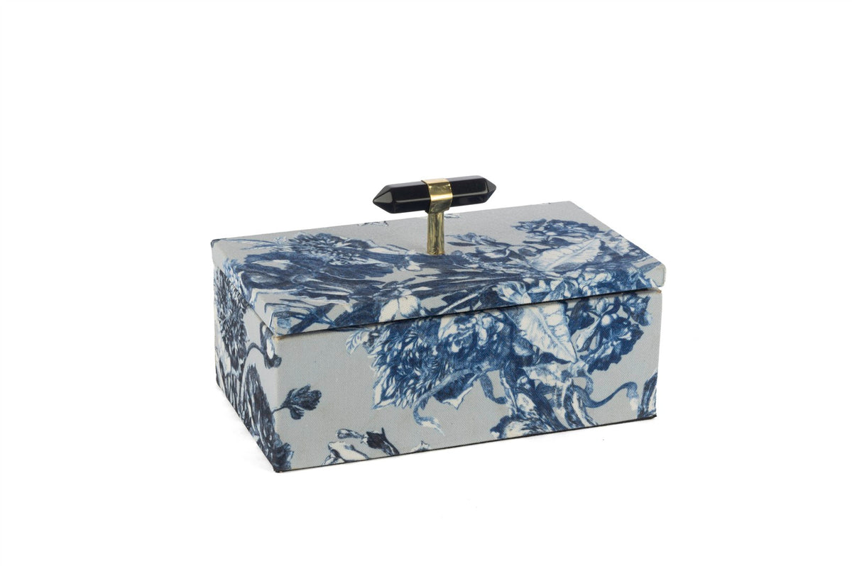 Mikasa Moor Lacivert Çiçek kumaşlı Kutu 23x10x14cm