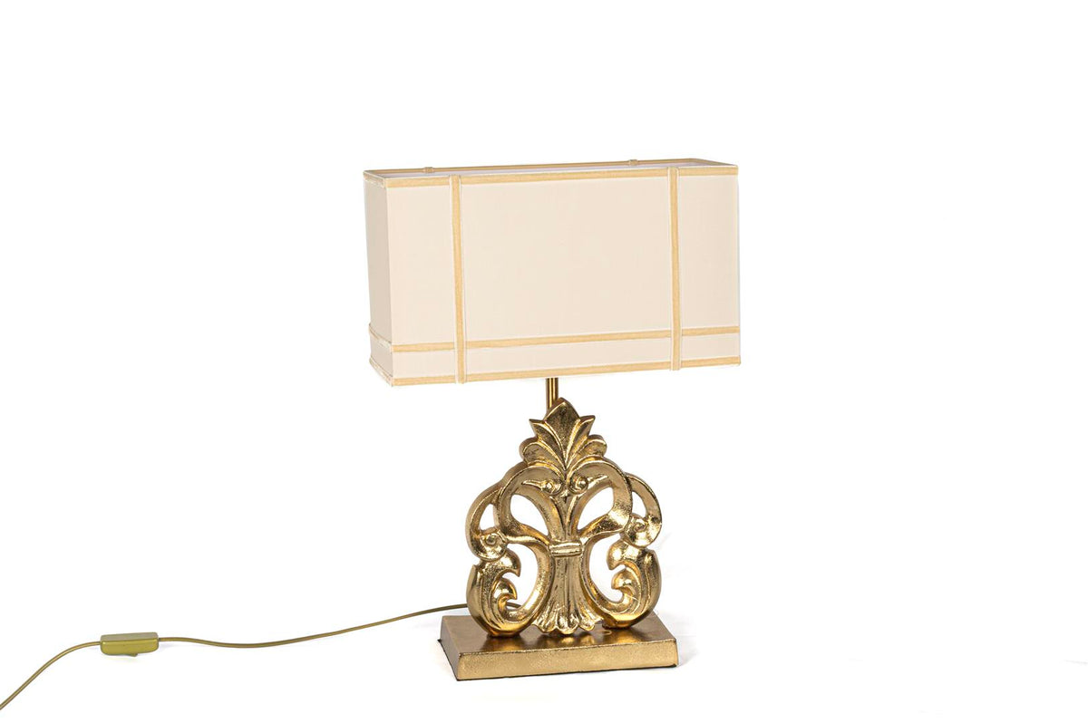 Mikasa Moor Krem Şapkalı Fleur De Lys Gold Abajur 35x16x51cm
