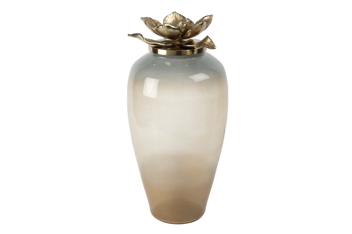Mikasa Moor Kahve Saydam Cam Lotus Gold Kapaklı Küp 59x28cm