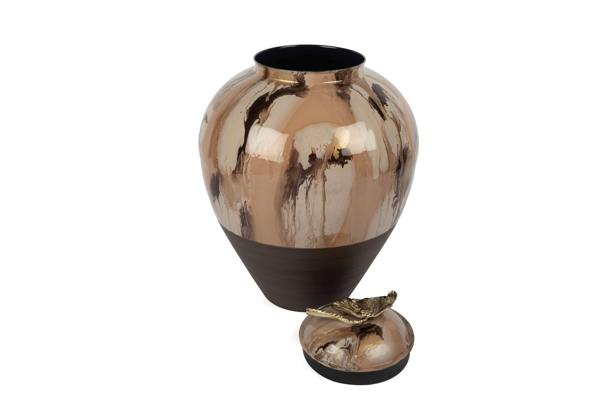 Mikasa Moor Kahve Krem Gold Çiçek Kapaklı Küp 40x53cm