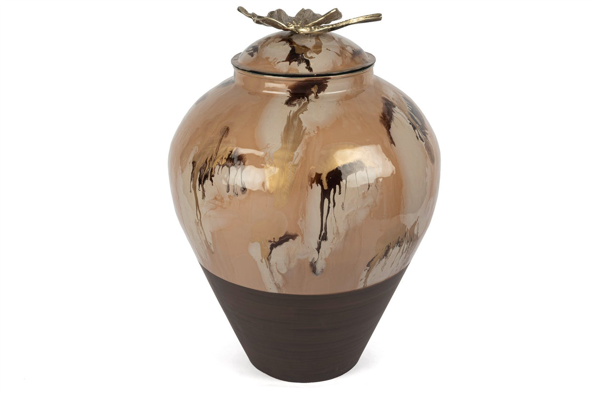 Mikasa Moor Kahve Krem Gold Çiçek Kapaklı Küp 45x63cm