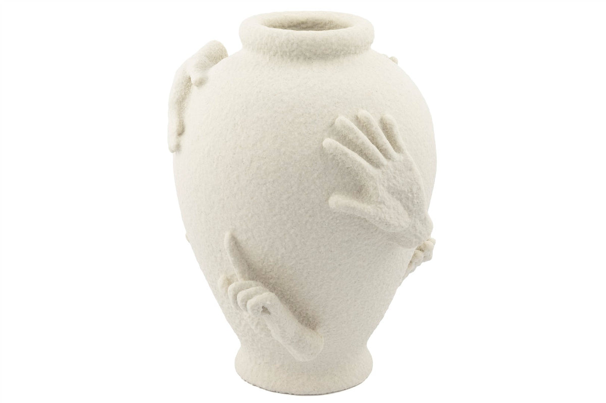 Mikasa Moor Krem Dokulu El Figürlü Resin Vazo 36x28cm
