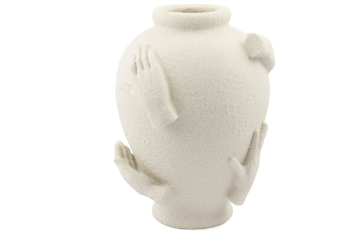 Mikasa Moor Krem Dokulu El Figürlü Resin Vazo 36x28cm