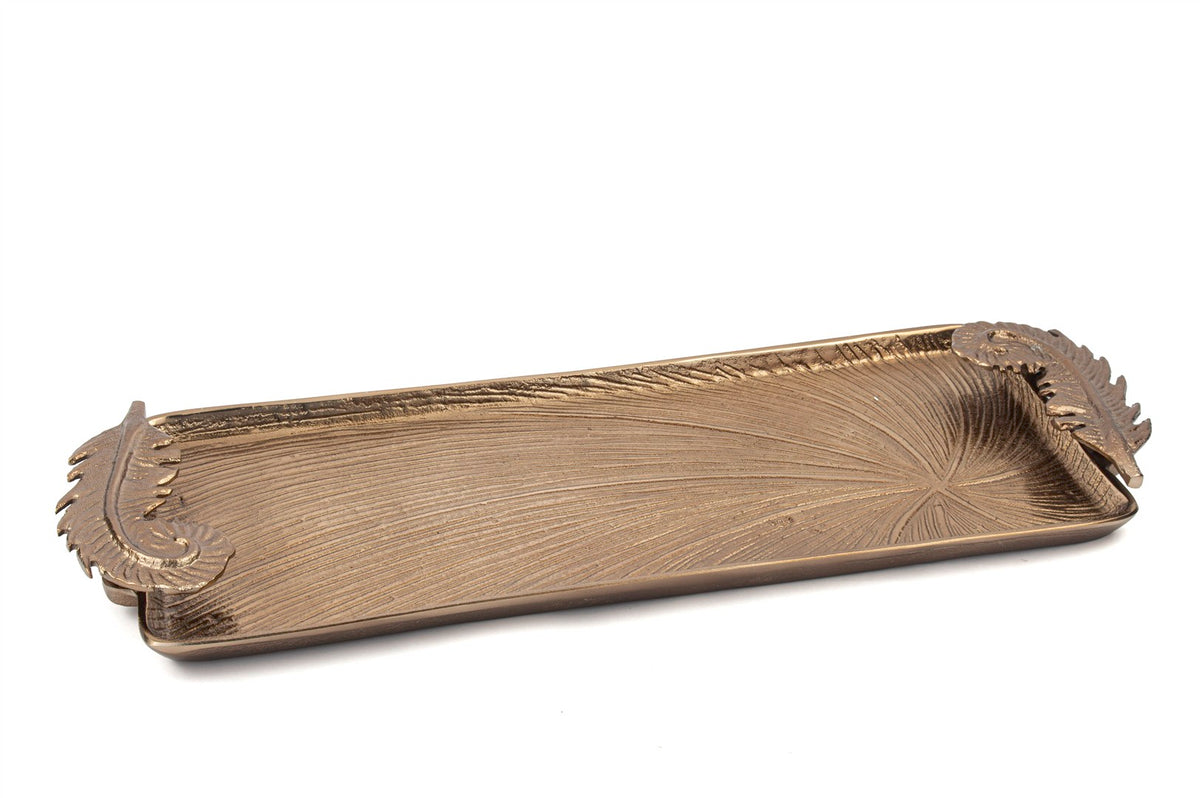 Mikasa Moor Antük Bronz Tüy Kulplu Tepsi 66x24x5cm