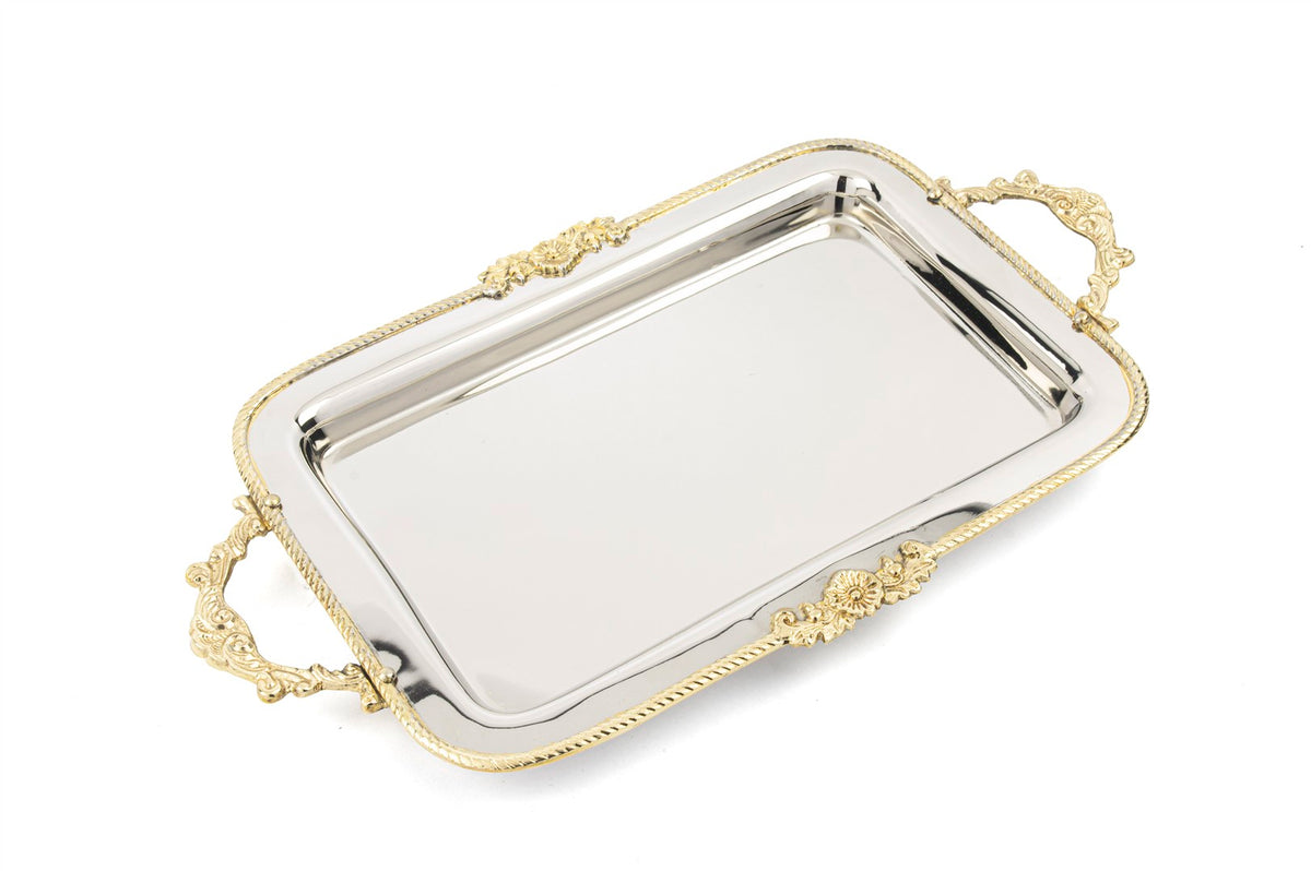 Mikasa Moor Gümüş Gold İşlemeli Tepsi 40x23x3cm