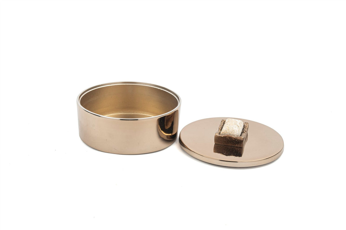Mikasa Moor Bronz Traverten Mermer Kapaklı Kutu 12x7cm
