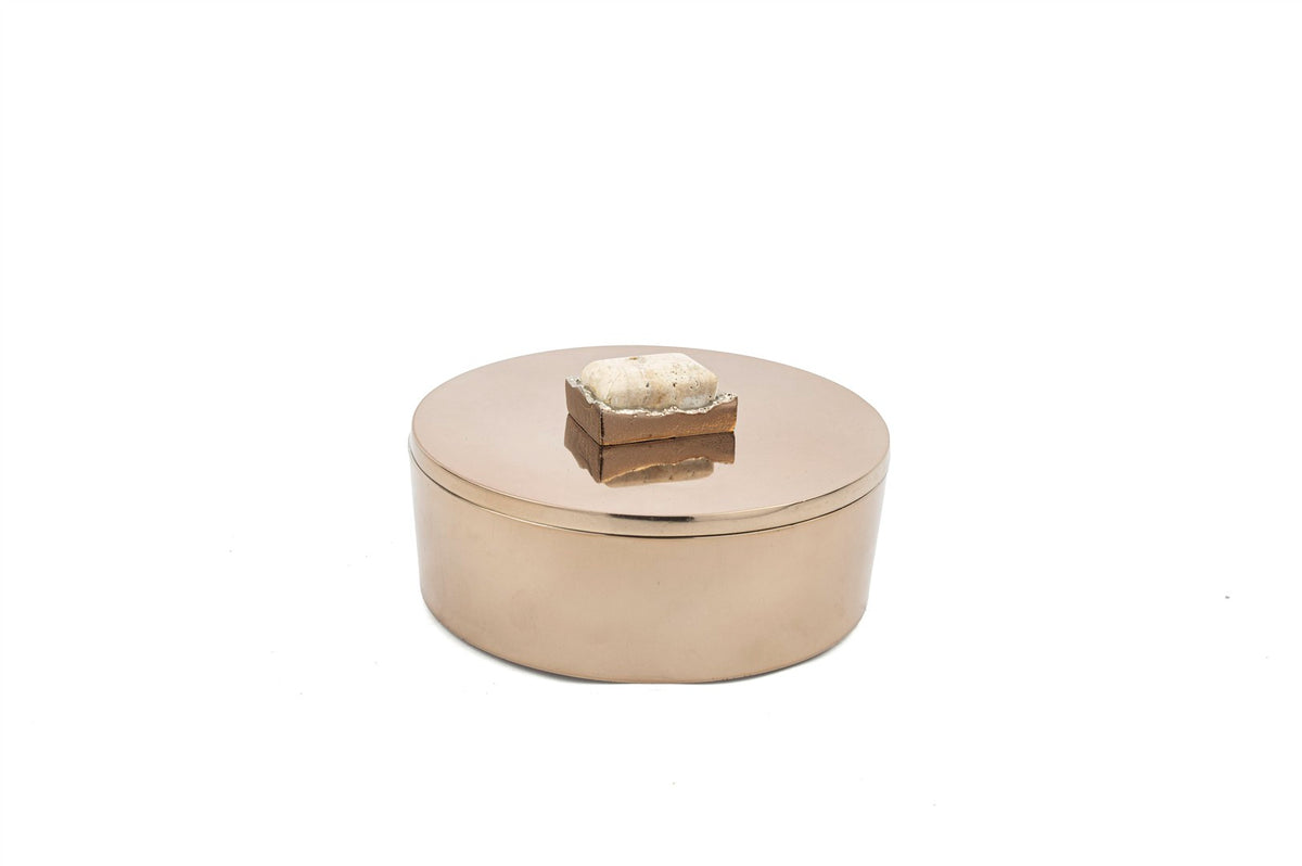 Mikasa Moor Bronz Traverten Mermer Kapaklı Kutu 15x8cm