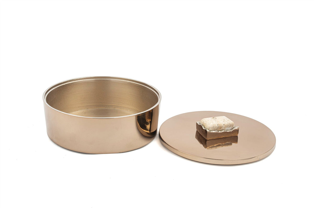 Mikasa Moor Bronz Traverten Mermer Kapaklı Kutu 15x8cm