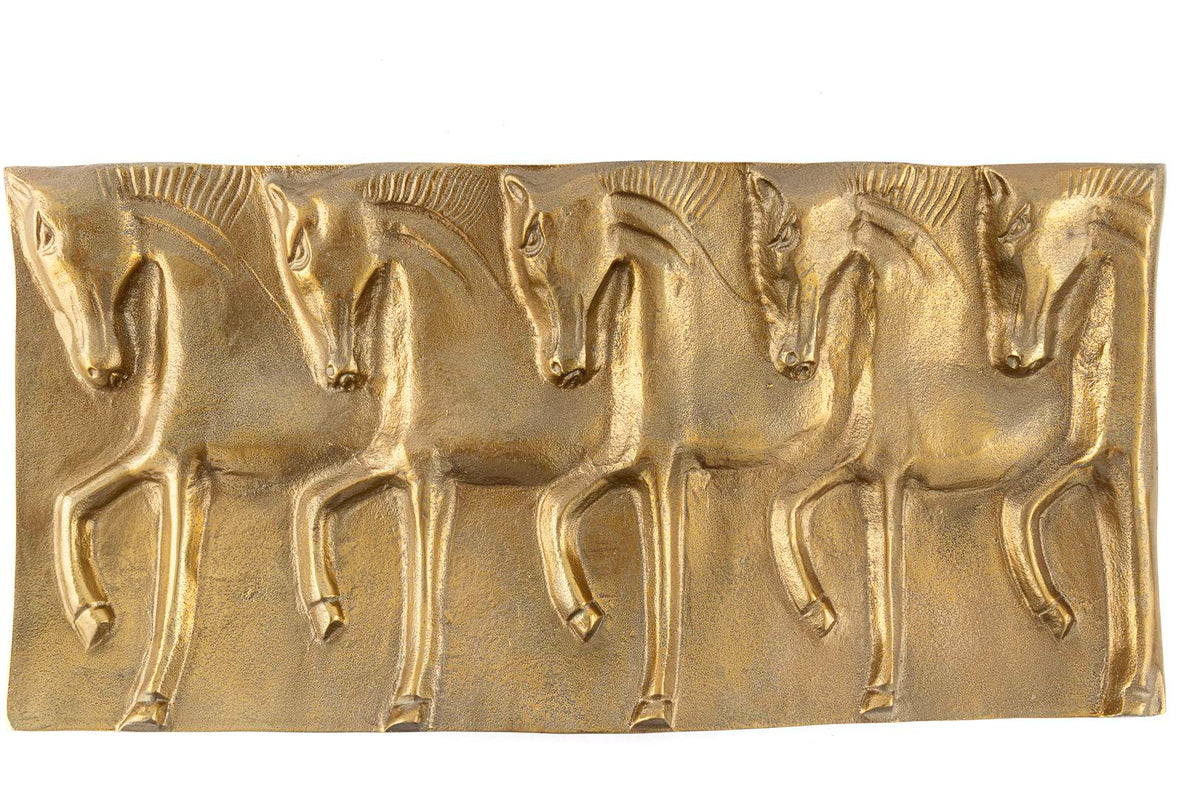 Mikasa Moor Antik Gold Horse Metal Dik Duvar Dekoru 60x30x5cm