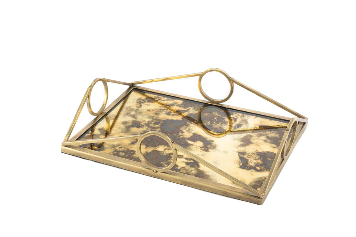 Mikasa Moor Antik Gold Dik Camlı Metal Tepsi 33x23x8cm