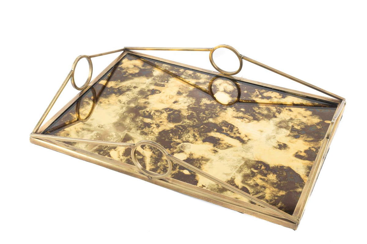 Mikasa Moor Antik Gold Dik Camlı Metal Tepsi 43x29x8cm