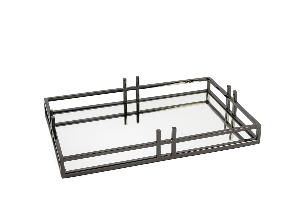 Mikasa Moor Siyah Metal Aynalı Tepsi 41x26x7cm