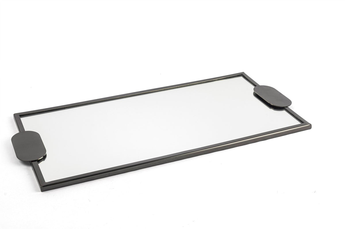 Mikasa Moor Siyah Metal Dik Camlı Tepsi 54x25x2cm