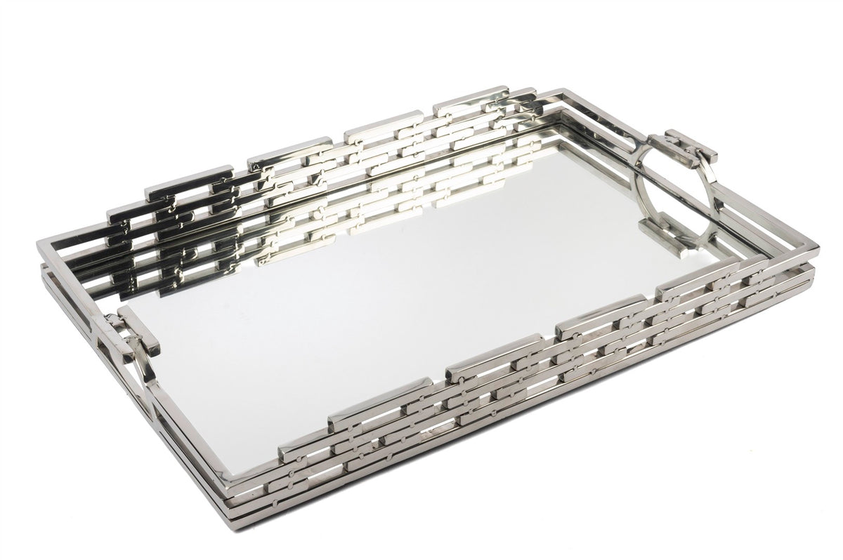 Mikasa Moor Gümüş Zincir Aynalı Tepsi 56x36x6cm