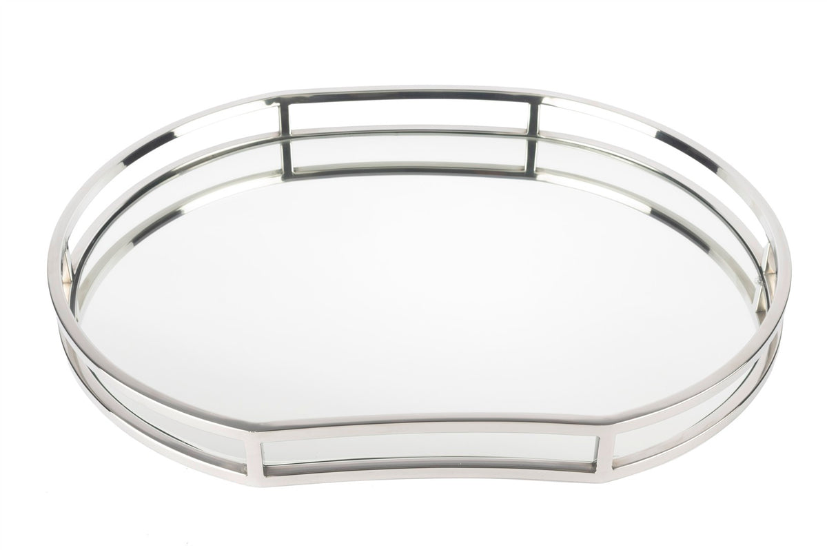 Mikasa Moor Gümüş Oval Aynalı Tepsi 55x43x5cm