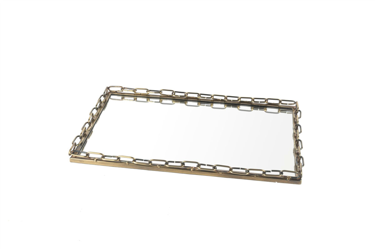 Mikasa Moor Bronz Zincir Aynalı Tepsi 41x26x3cm