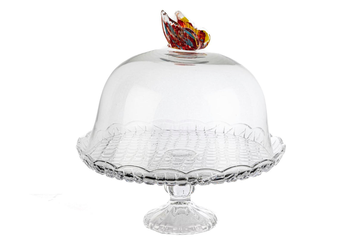 Mikasa Moor Amber Kelebekli Kapaklı Cam Kek Standı 31x31cm
