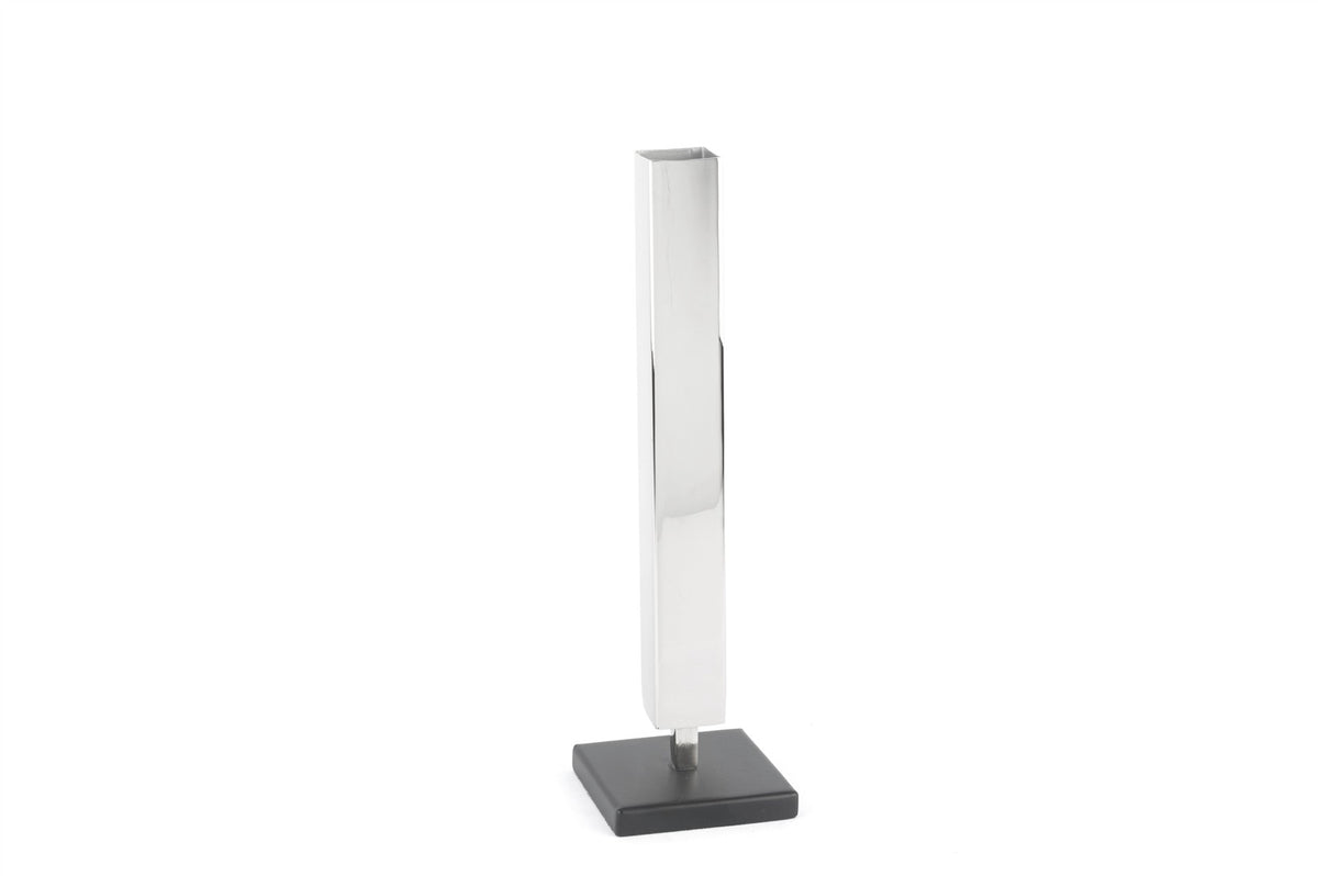 Mikasa Moor Gümüş Mat Siyah Köşeli Ayaklı Vazo 8x27cm