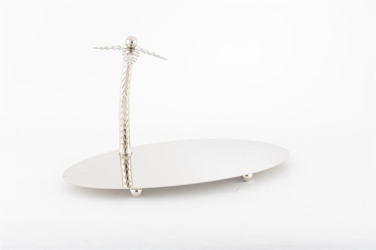 Mikasa Moor Silver Oval Palmiye Sunumluk 36x27x22cm