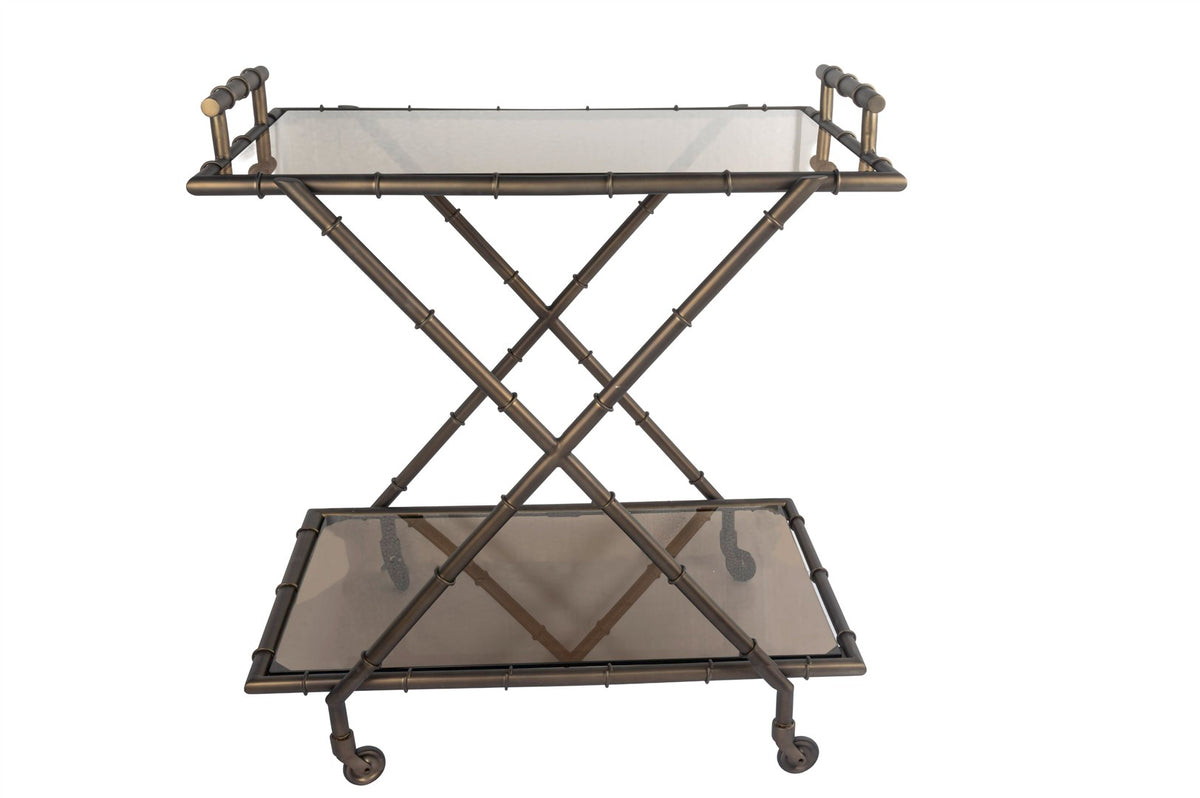Mikasa Moor Bronz Kahve Camlı Servis Arabası 80x54x87cm