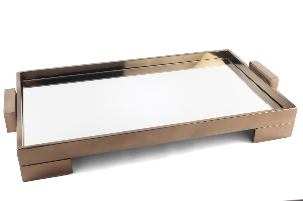 Mikasa Moor Antik Bronz Aynalı Tepsi 66x35x10cm