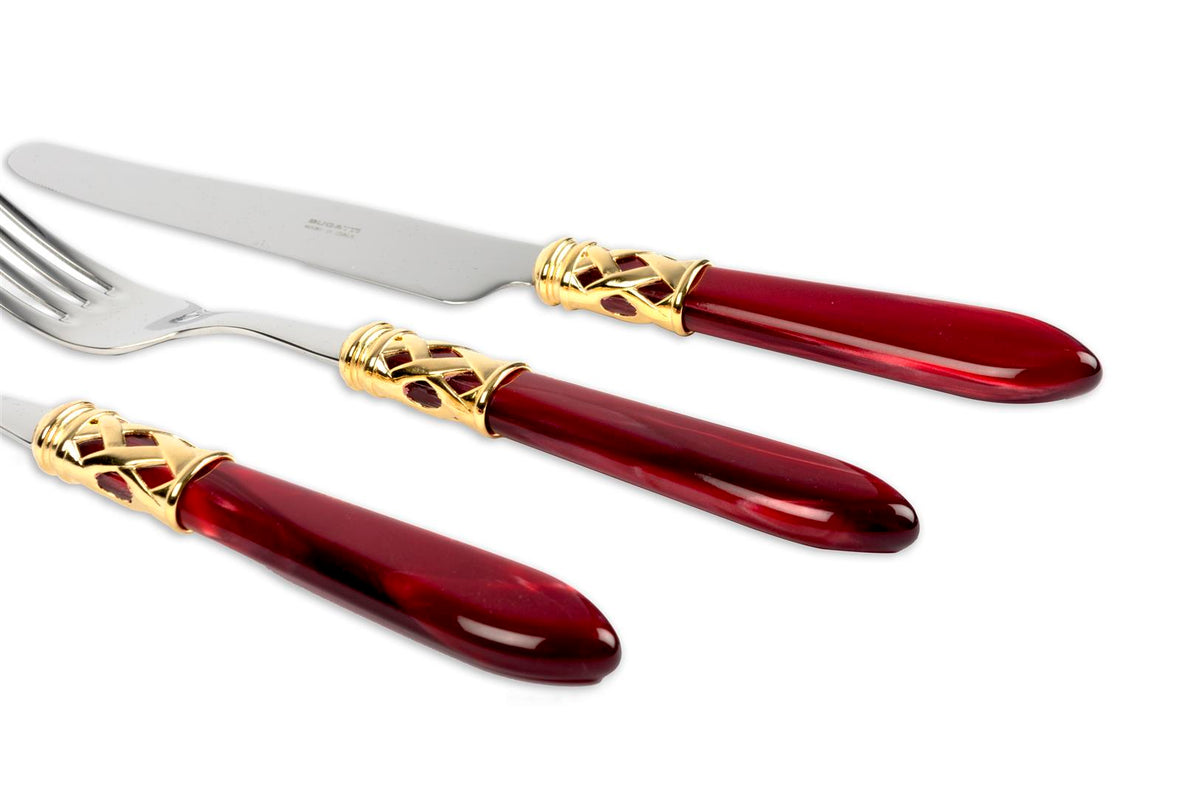 Bugatti Aladdin Bordo Gold 75 Parça Çatal Bıçak Seti