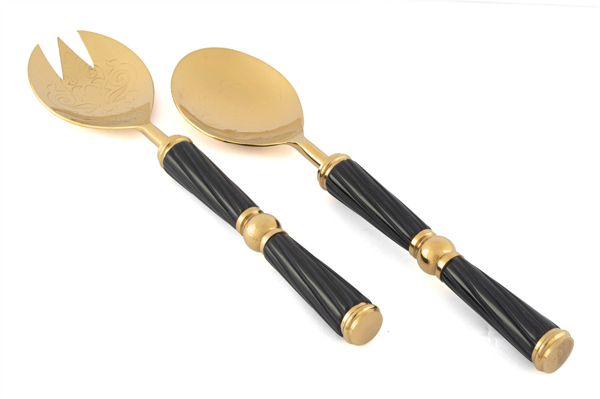 Mikasa Moor Gold Siyah Desenli Salata Servis Seti