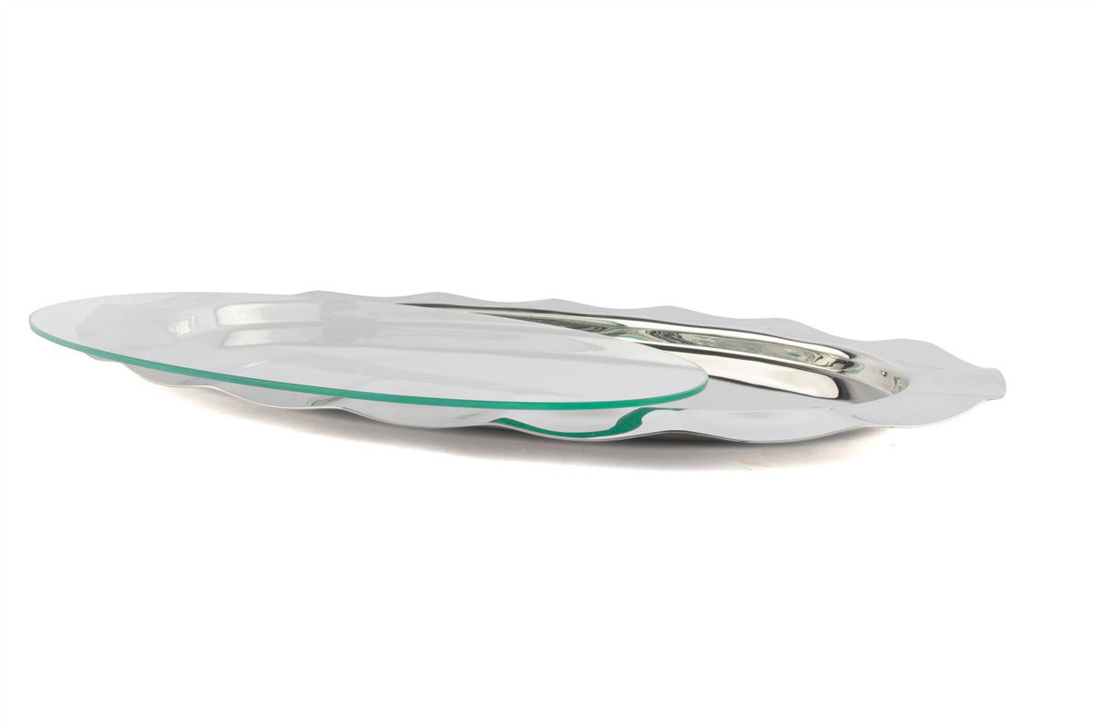 Mikasa Moor Silver Camlı Tepsi 40x27cm