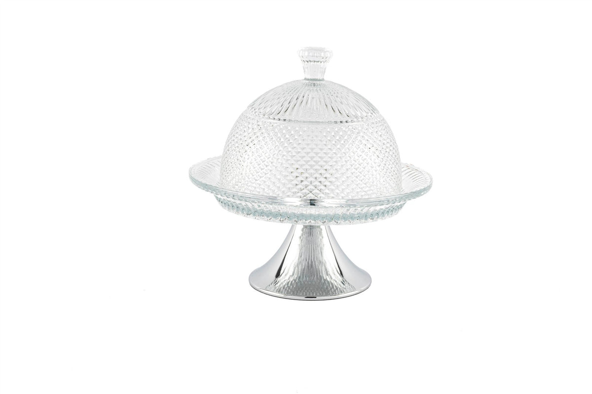 Mikasa Moor Silver Ayak Kapaklı Cam Kek Fanusu 20cm