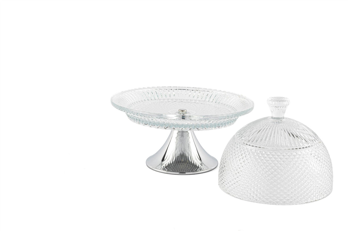 Mikasa Moor Silver Ayak Kapaklı Cam Kek Fanusu 20cm