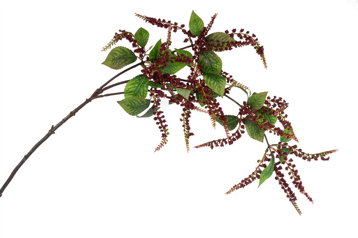 Mikasa Moor Bordo Yeşil Yaprak Horoz İbiği Yapay Çiçek 124cm