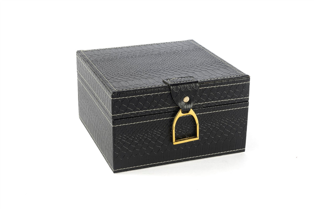 Mikasa Moor Siyah Gold Kulplu Deri Kutu 18x18x11cm