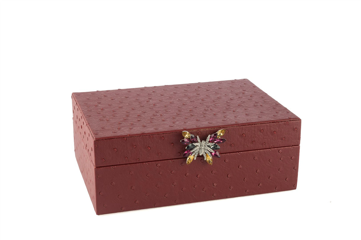 Mikasa Moor Bordo Kelebek Kulplu Deri Kutu 25x18x9cm