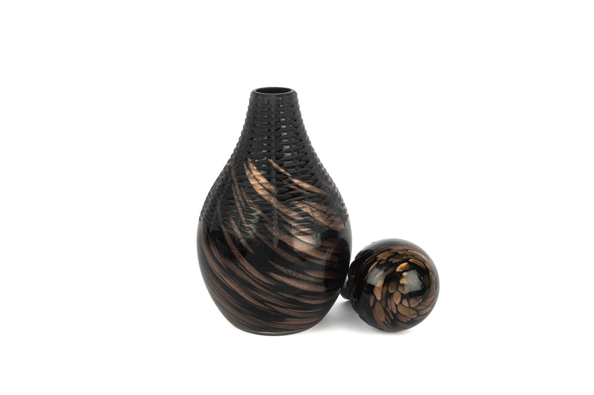 Mikasa Moor Siyah Bronz Dekoratif Cam Şişe 18x36cm